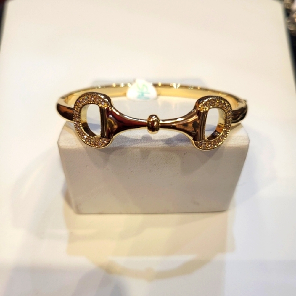 Gold Equestrian Bangle Bracelet
